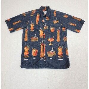 Reyn Spooner Men's Hawaiian Shirt M Cotton Short Sleeve Pocket Cocktail Print